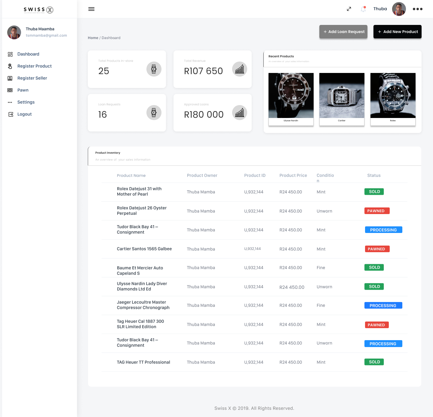 SwissX UX/UI Design